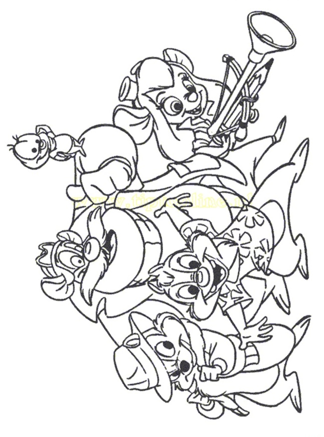 Plansa de colorat cu Chip si Dale 11 3